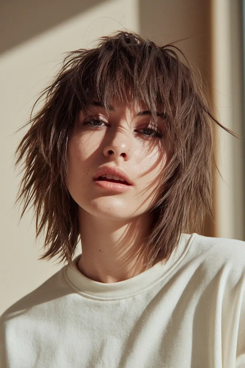 26 Flattering Haircuts for Women With Chubby Round Faces 16 Textured Shag Cut 1