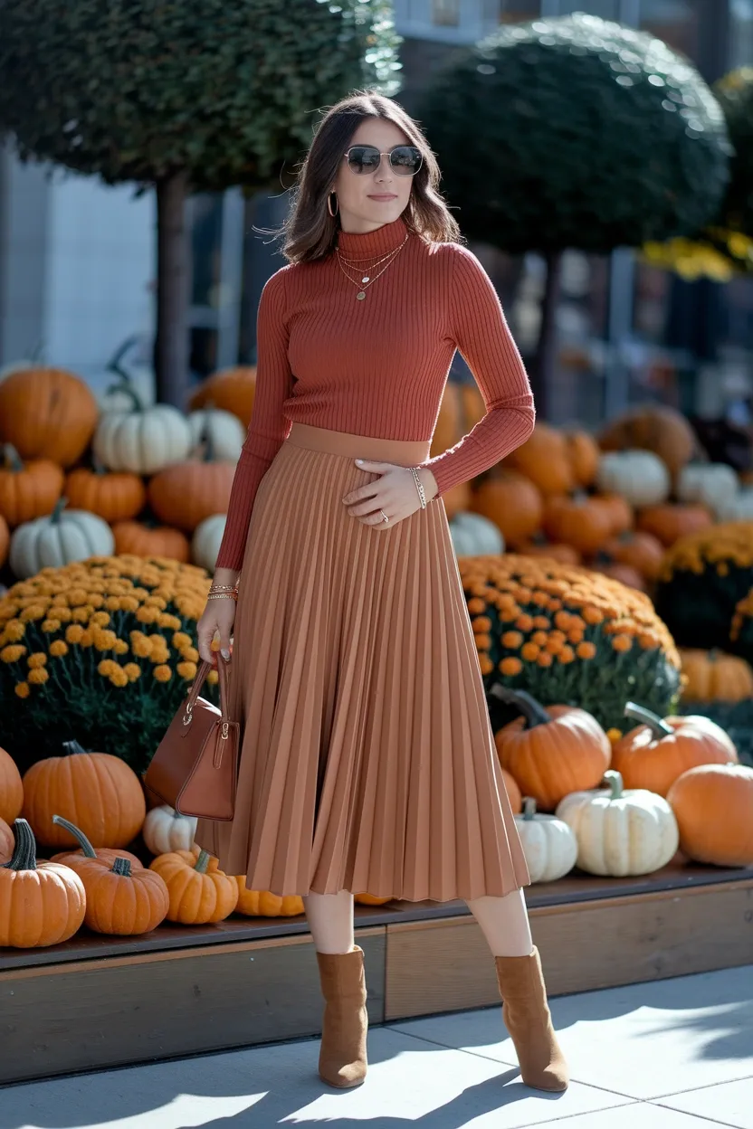25 Pumpkin Patch Outfit Ideas 14 Turtleneck And Midi Skirt