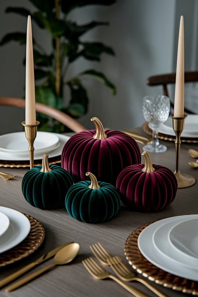 41 Halloween Crafts for Adults 3 Velvet Pumpkin Set