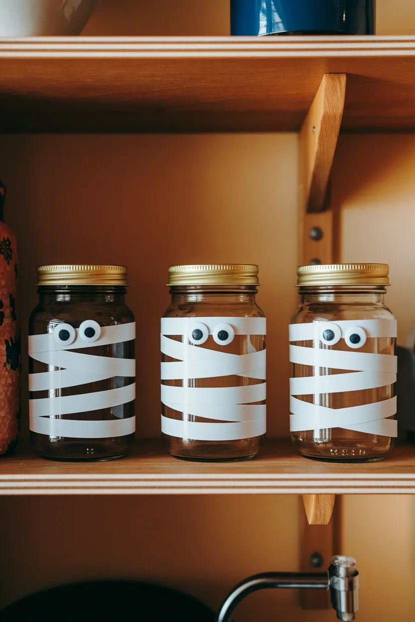 30 DIY Halloween Crafts That Pack More Punch Than Dracula’s Espresso 15 Washi Tape Mummy Jars