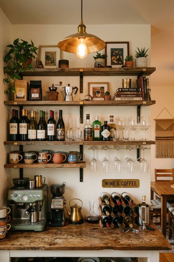 25 Genius DIY Coffee Bar Ideas for Your Home 23 Wine And Coffee Bar Combo