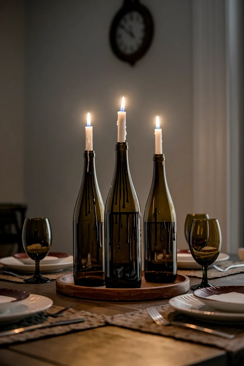 30 DIY Halloween Crafts That Pack More Punch Than Dracula’s Espresso 4 Wine Bottle Potion Candles
