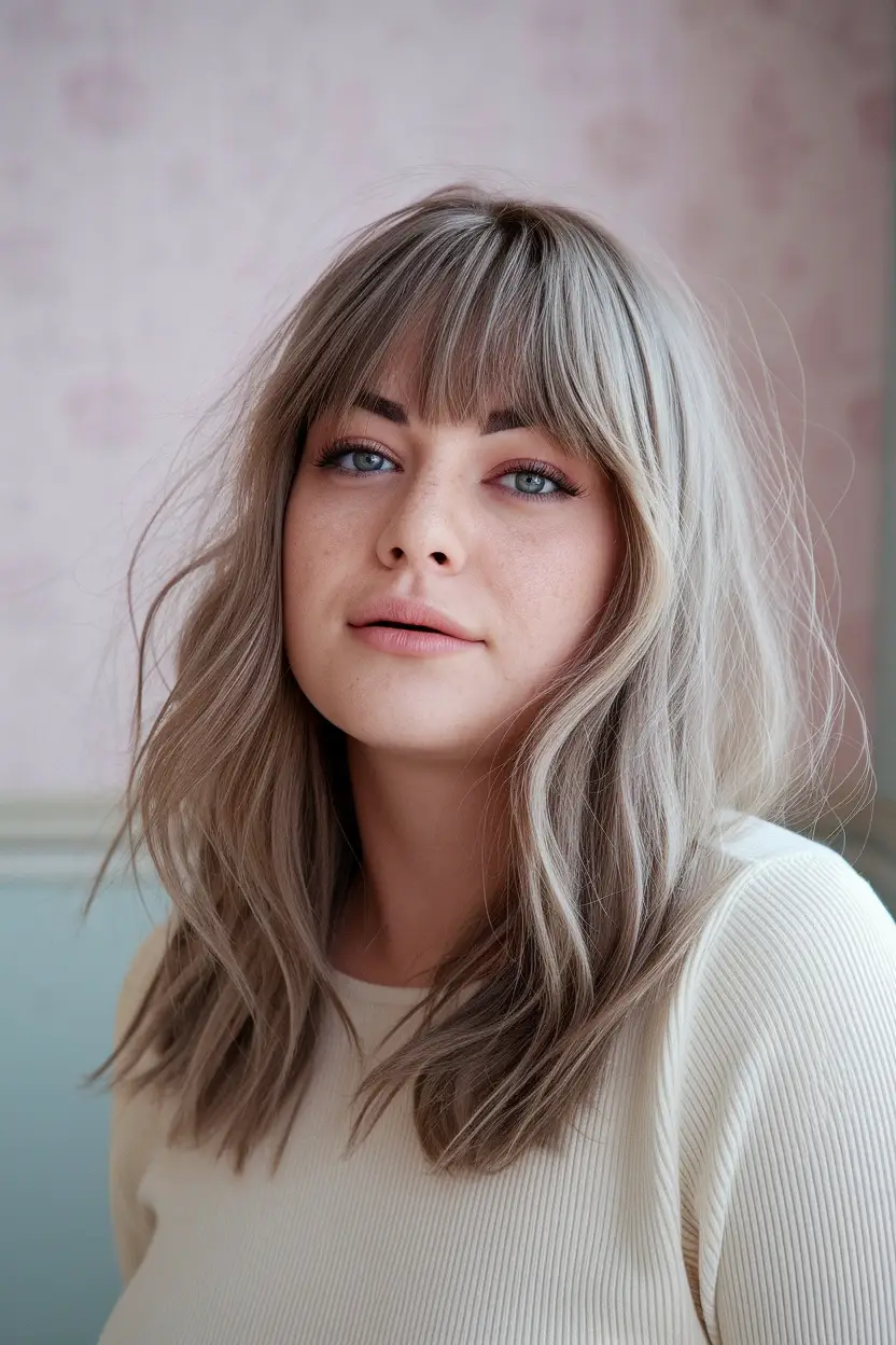 26 Flattering Haircuts for Women With Chubby Round Faces 13 Wispy Fringe Bangs 1