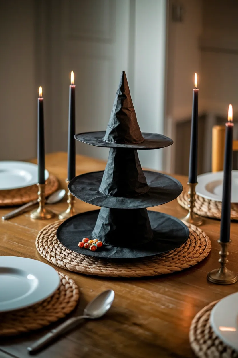 23 Cheap Dollar Store Halloween Decorations 7 Witch Hat Centerpiece 1