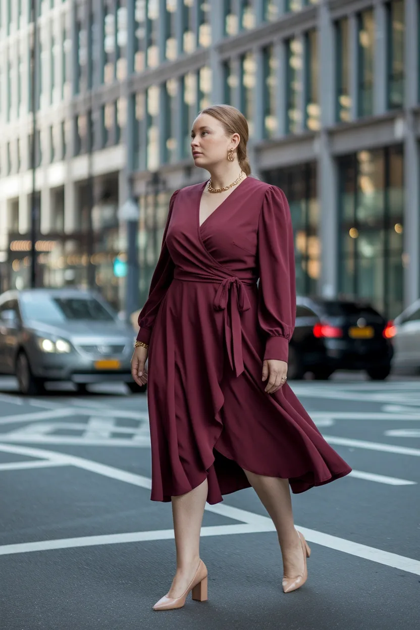 27 Flattering Outfit Ideas for Chubby Girls 2 Wrap Dress Waist Definition