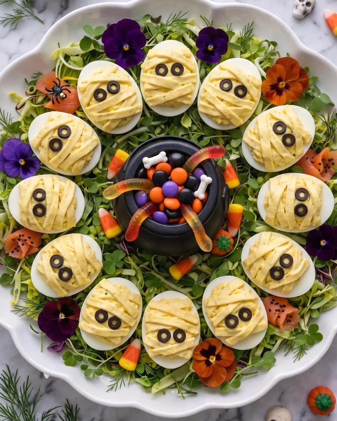 Halloween Mummy Deviled Eggs