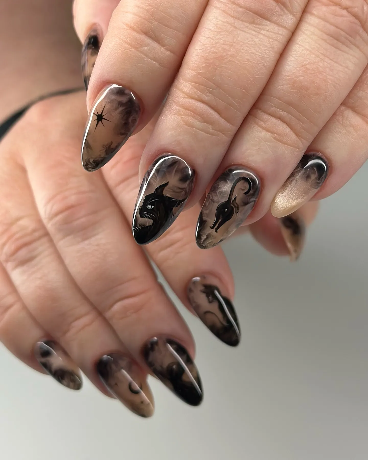 Black Cat Halloween Nails