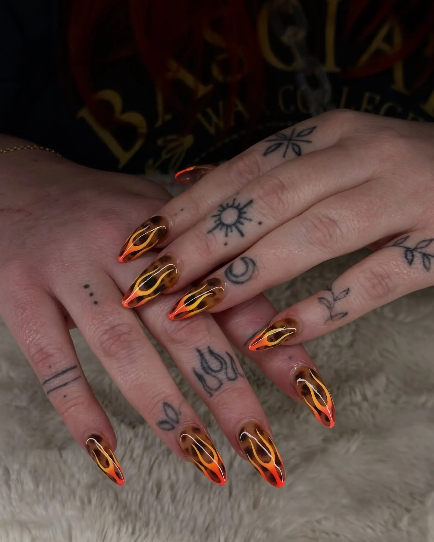 Orange Flame Halloween Nails