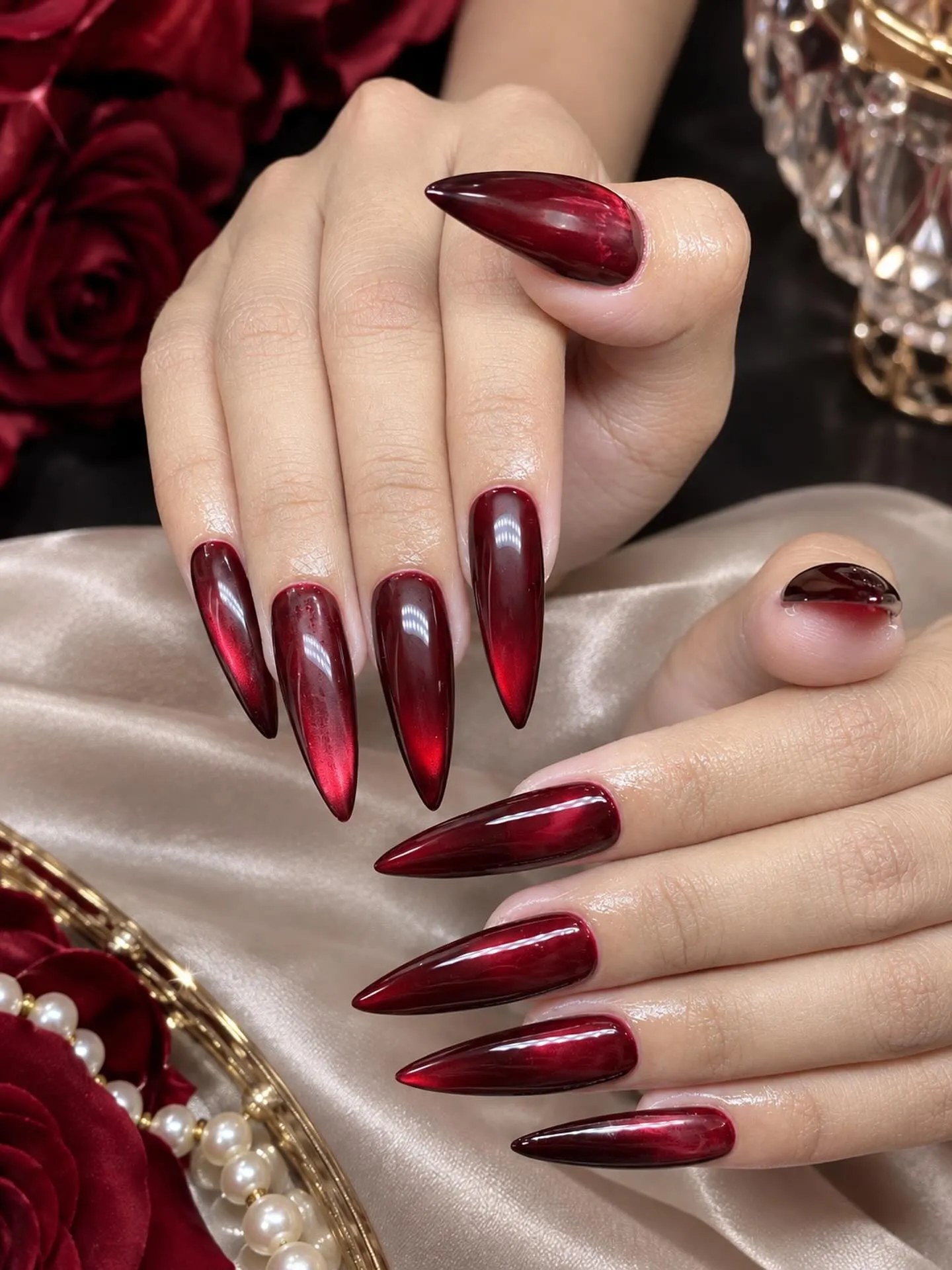 Maroon Velvet Cat Eye