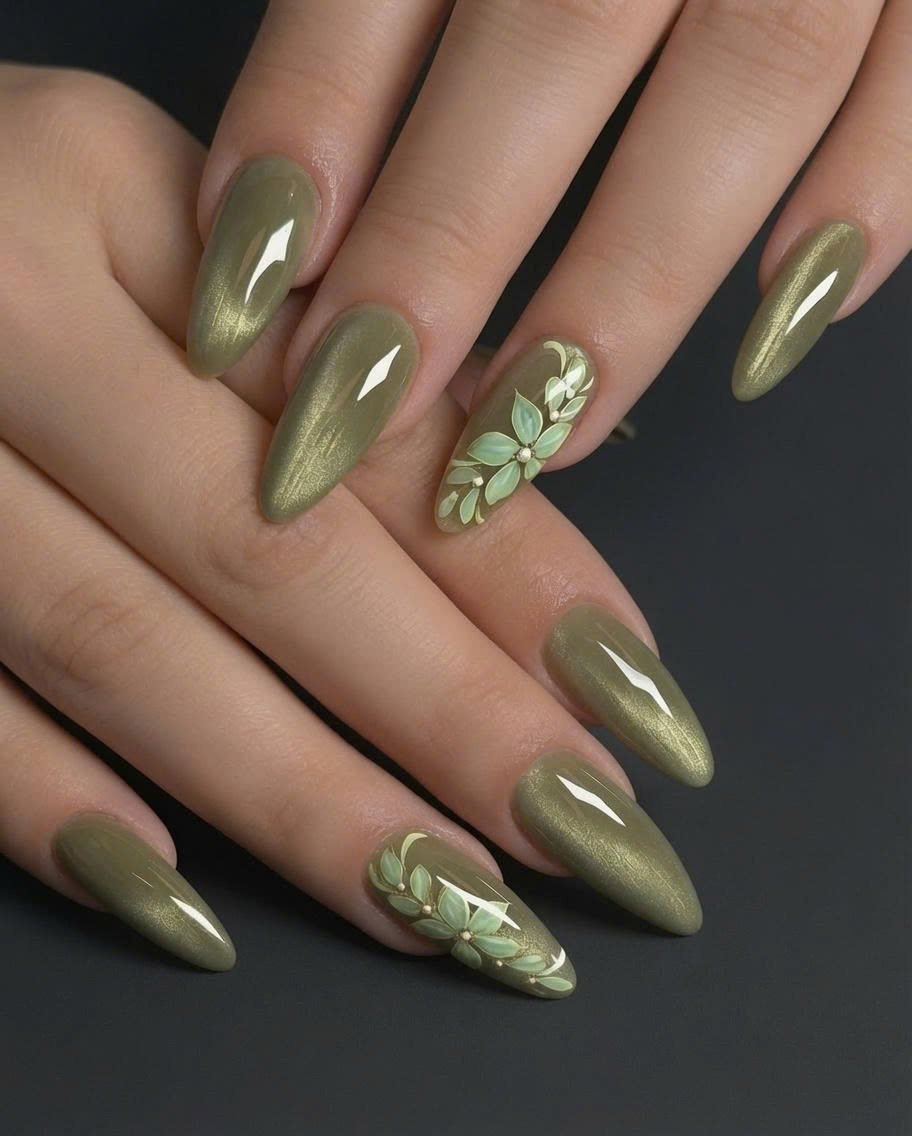 Soft Sage Green Nails