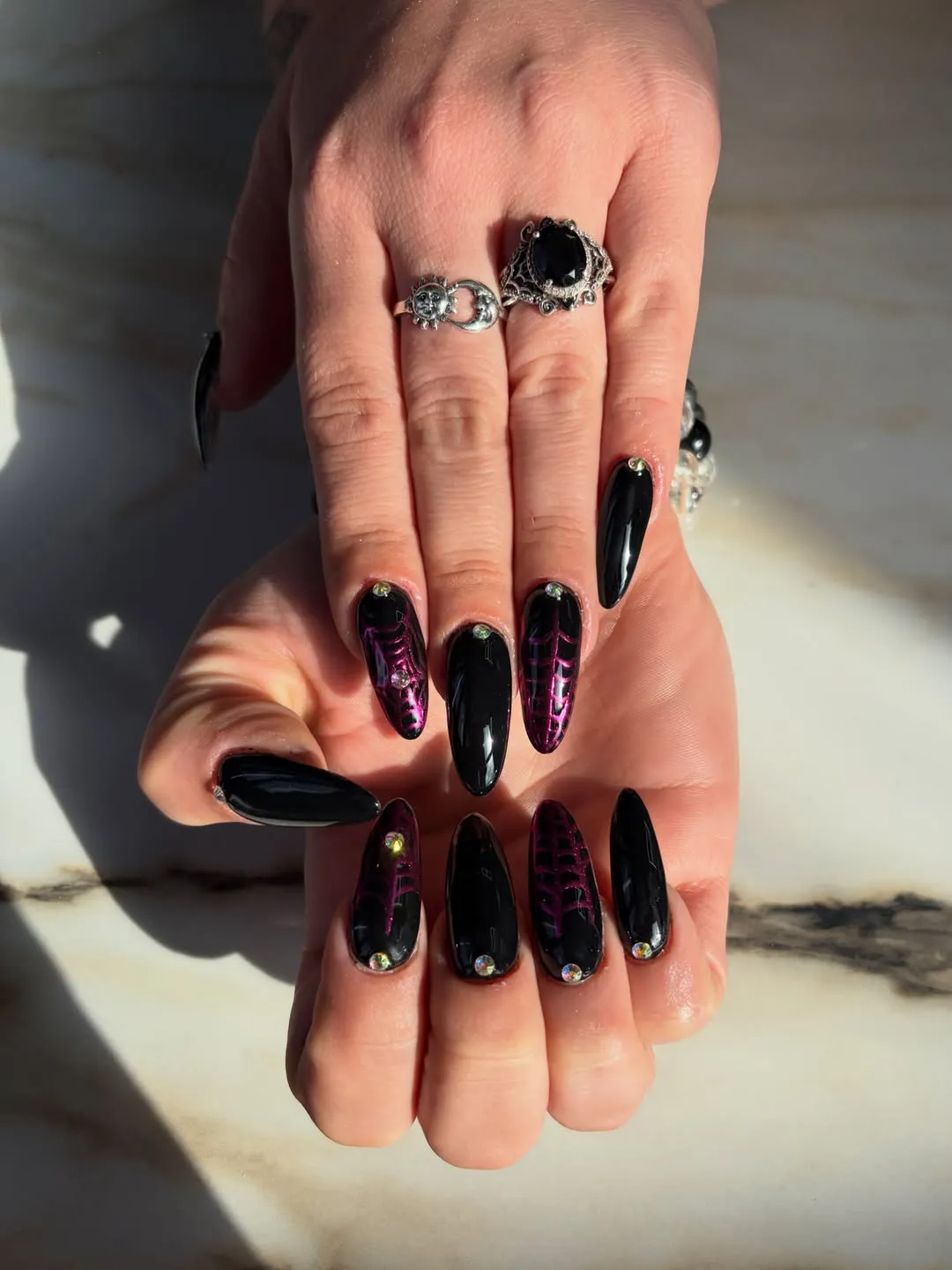 Purple Spiderweb Nails