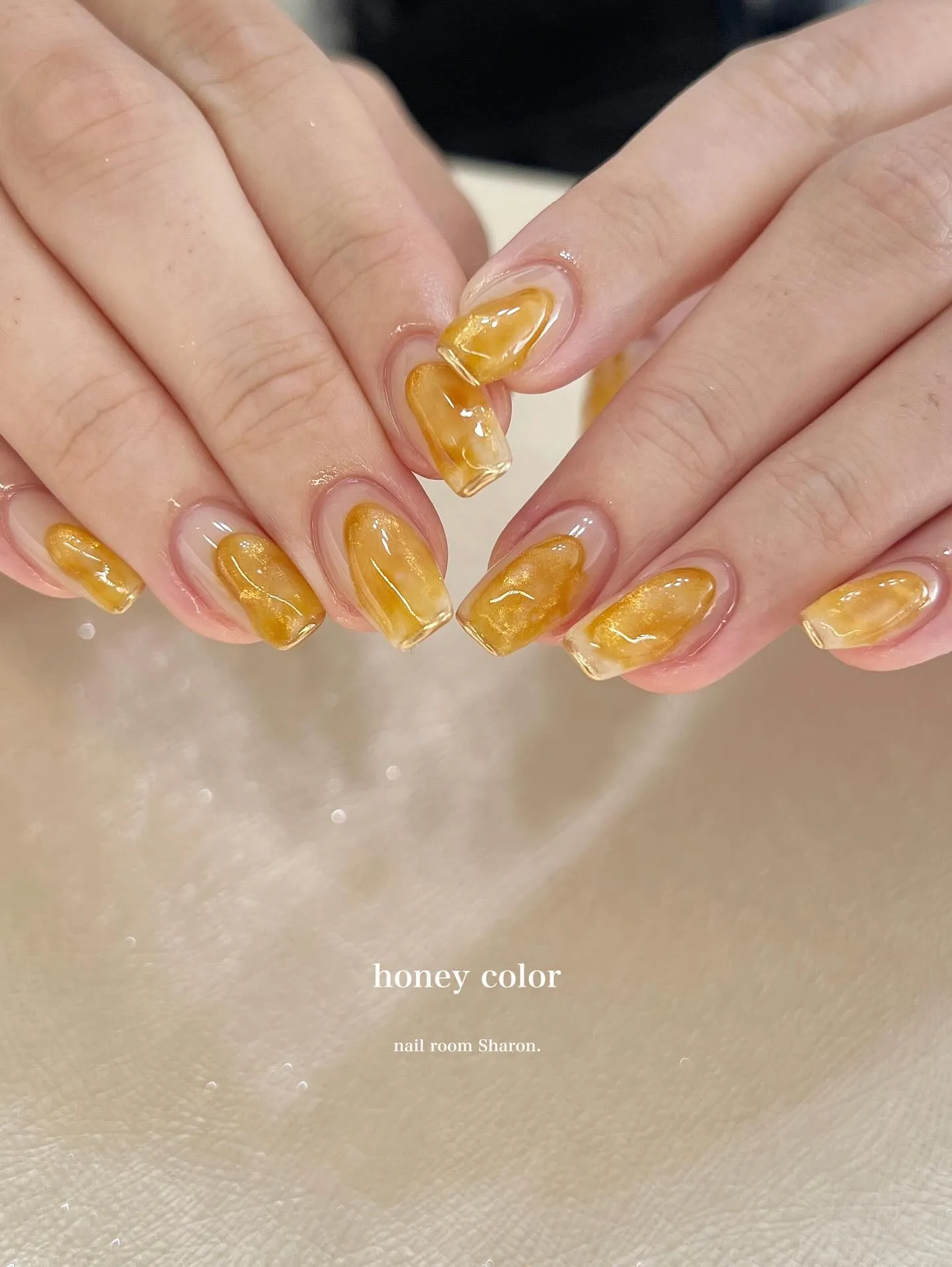 Golden Honey Shimmer Nails